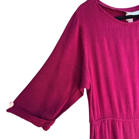 Carol Anderson California Vintage Linen‎ Look 3/4 Sleeve Boat Neck Midi Dress L - Picture 5 of 8